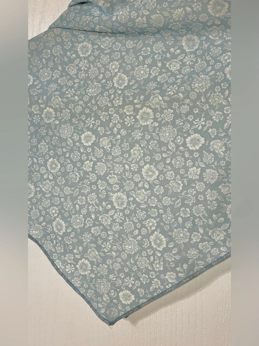 Vintage Floral Triangle Head Scarf Sky Blue & White